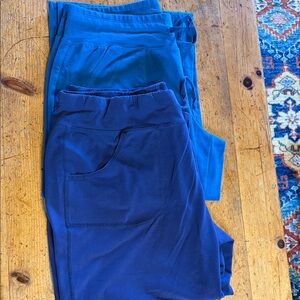Danskin Blue Active Leggings Set - Deep Navy Capris (L) & Teal Pant (M)